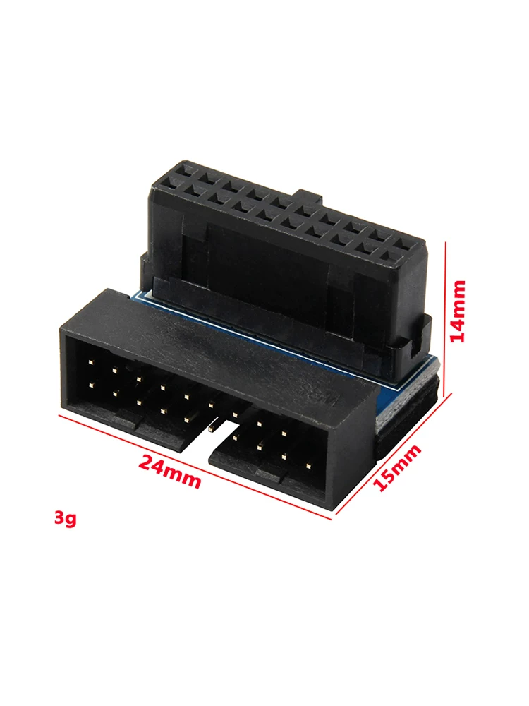 Bo mạch chủ máy tính để bàn Bộ chuyển đổi USB3.0 đầu nối góc vuông Ổ cắm 19 chân 90 độ định tuyến ngược USB xoay chiều