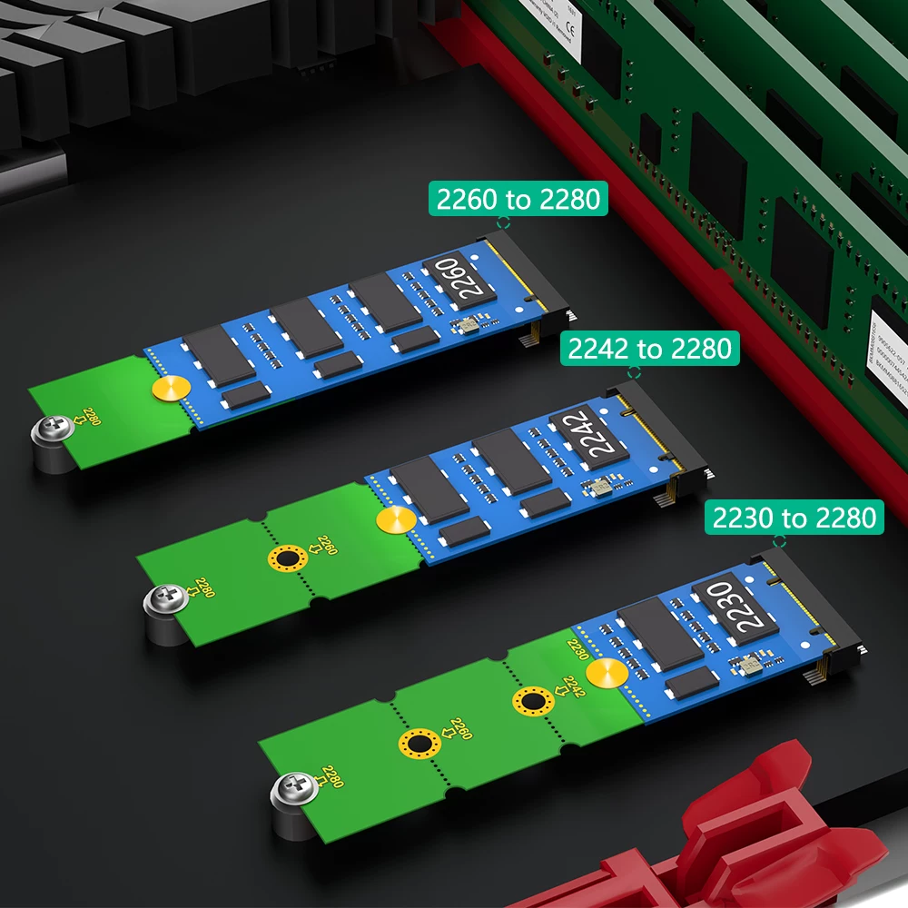 Thẻ mở rộng ổ cứng thể rắn M.2 NGFF Bảng mở rộng NVME 2230 đến 2242 Giá đỡ 2230 đến 2280 bộ chuyển đổi