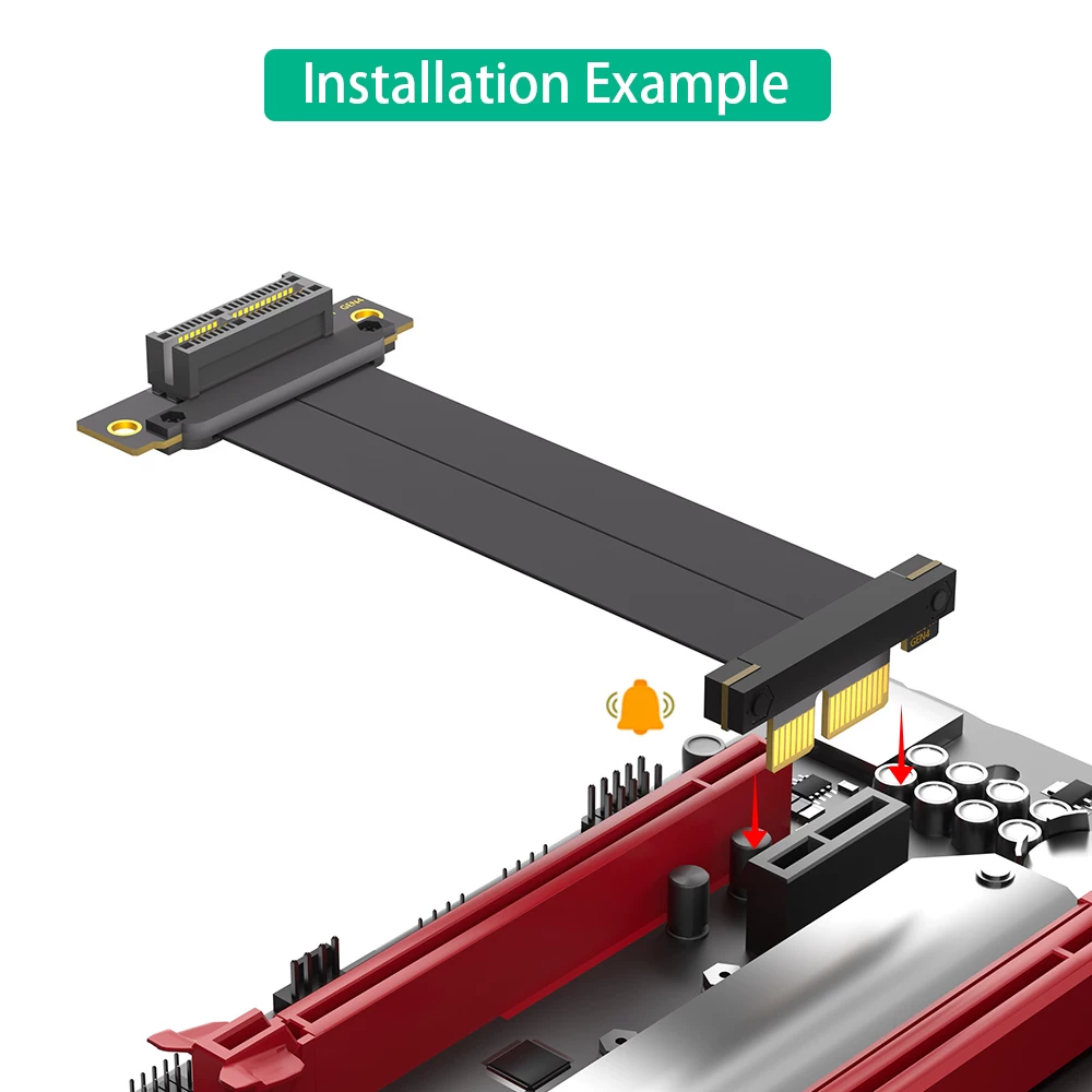 Cáp nối dài PCI-E tốc độ cao 4.0 Cáp chuyển đổi PCI-E x4 sang x4 x1 sang x1 khe cắm nhỏ mở khuỷu tay 90 độ