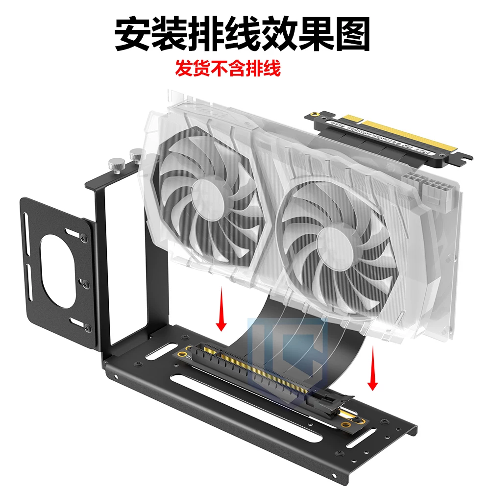 Giá đỡ gắn dọc card đồ họa, giá đỡ gắn dọc đa năng bên ngoài tích hợp, góc vuông 90 độ, đen trắng, tương thích với 5090 ATX