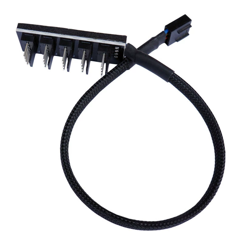 Cáp nối dài điều khiển nhiệt độ quạt máy tính kiểu hàn mạng một ra năm FAN HUB, giao diện điều khiển nhiệt độ PWM 4Pin