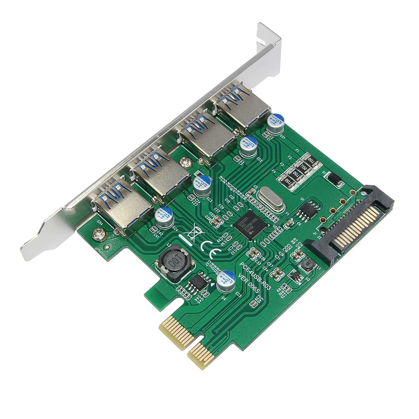 Miễn phí vận chuyển PCI-E3.0 thẻ mở rộng sang 4 cổng USB3.0 thẻ mở rộng PCIe15PIN cáp nguồn 3.0 thẻ chuyển đổi
