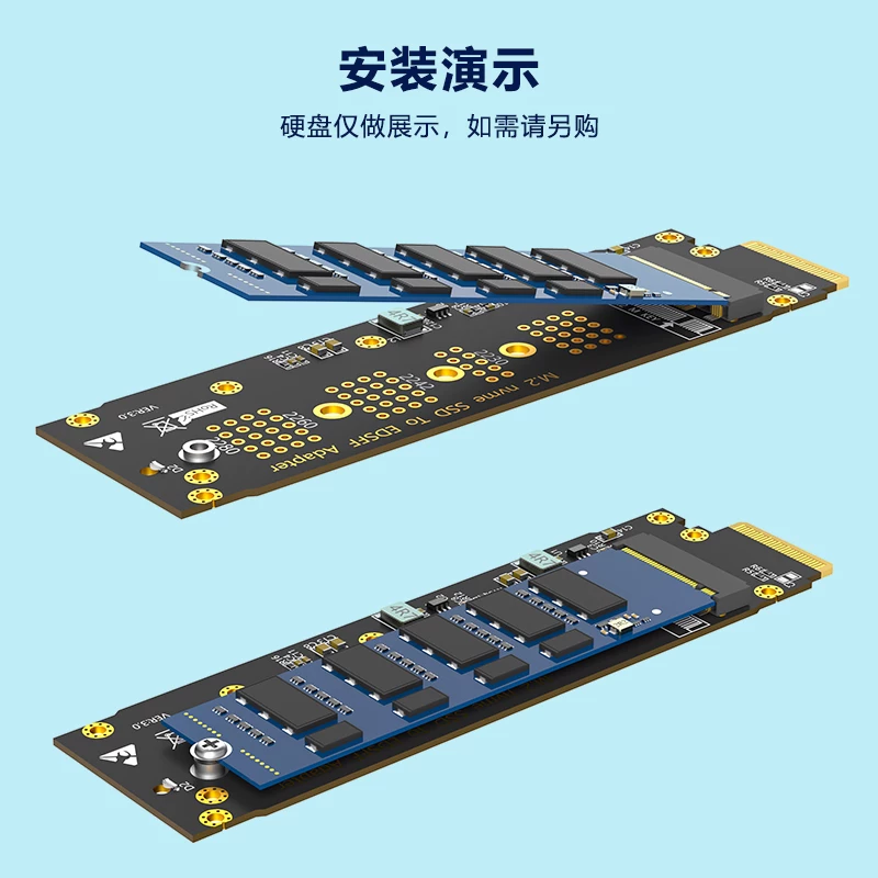 Thẻ chuyển đổi M.2 NVME sang EDSFF E1.S Thẻ mở rộng SSD PCIE4.0/3.0X4 hỗ trợ Gen3/4