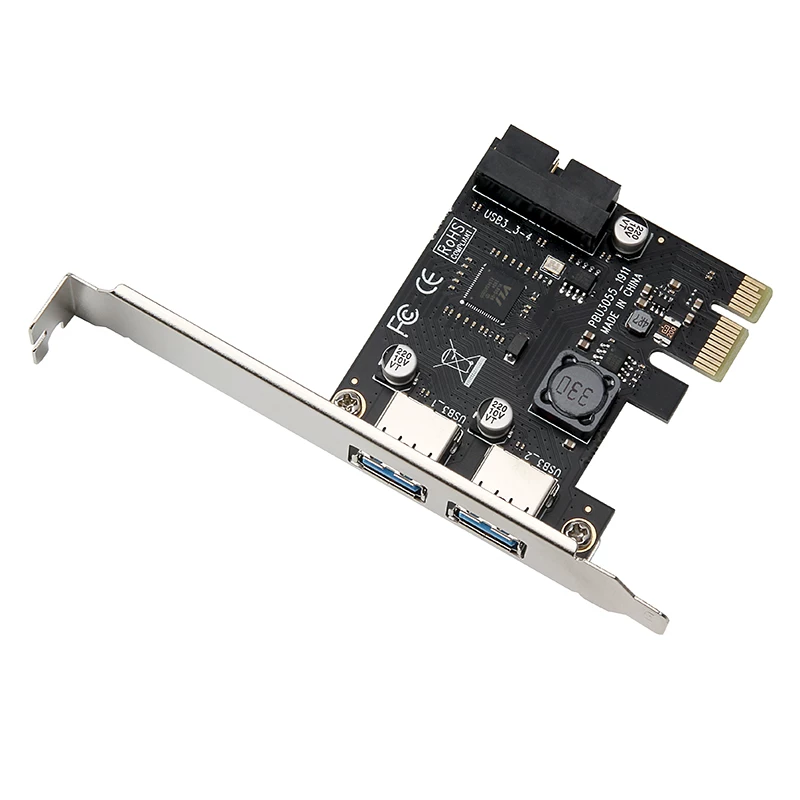 Máy tính để bàn Thẻ mở rộng PCI-e sang USB 3.0 USB 3.0 dành cho máy tính để bàn với giao diện 19/20PIN phía trước ng