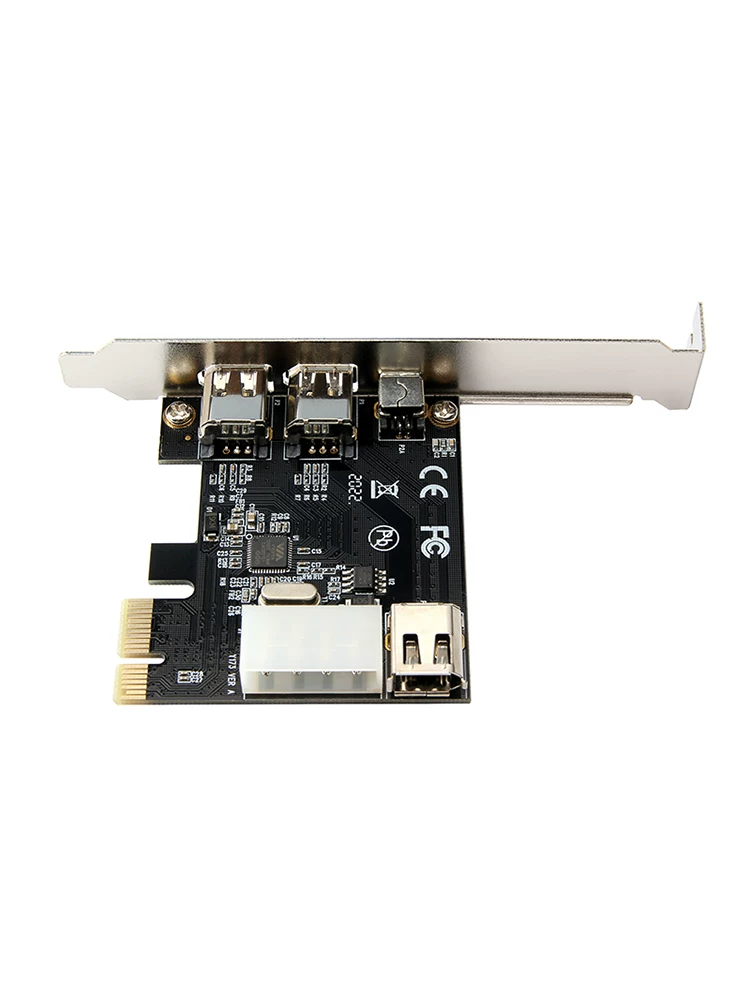 Thẻ PCI-E 1X sang 1394 Thẻ ghi video độ nét cao DV 3 cổng Thẻ mở rộng đa cổng PCIE x1 sang 1394