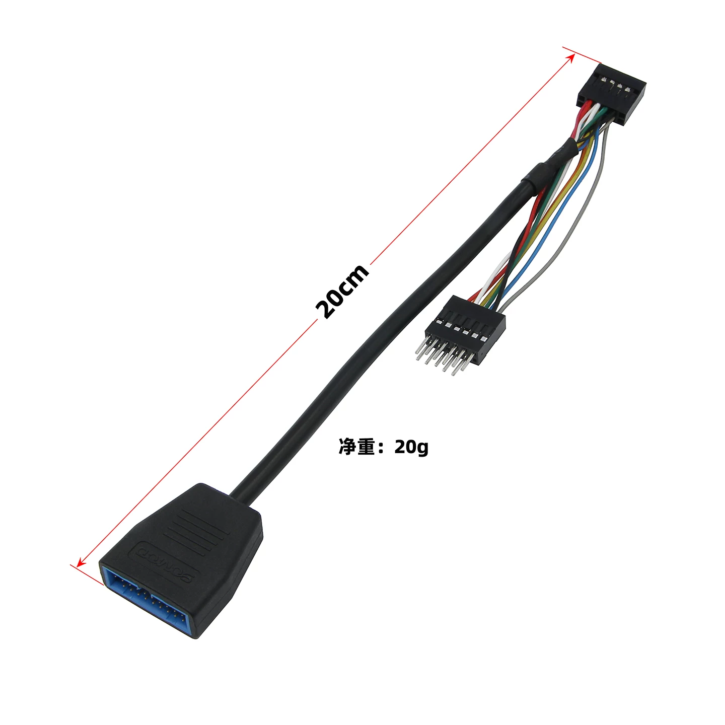 Thích hợp cho máy tính để bàn Lenovo, đầu cái USB 2.0 11 chân sang đầu đực USB 11 chân cộng với cáp chuyên dụng USB 19 chân 15MM.