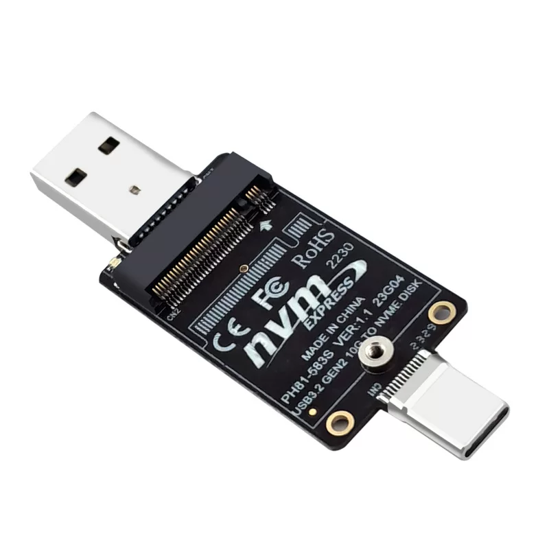Bảng điều khiển ổ cứng thể rắn hai đầu M.2 sang USBA type-c Bộ điều khiển chính JMS583 Giao thức NVMe 10Gbps