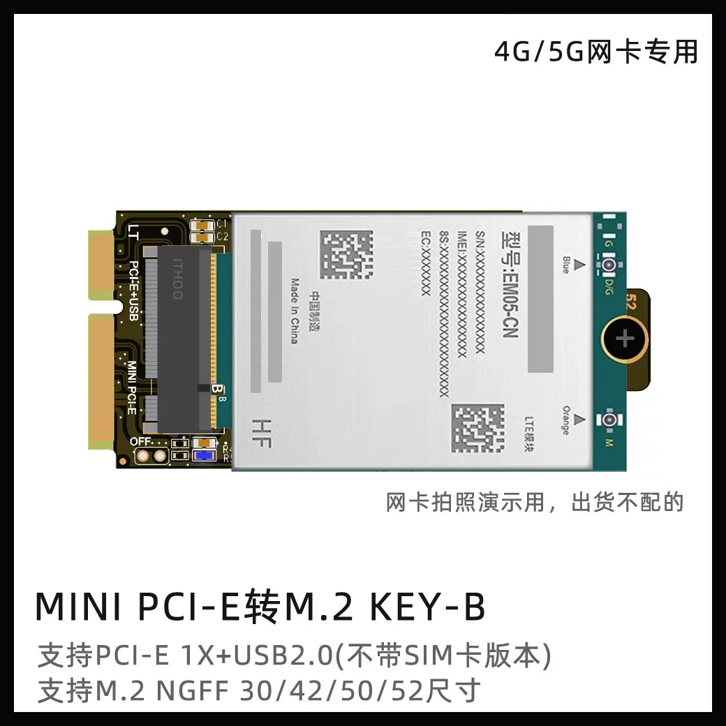 Khe cắm mở rộng MINIPCIE sang KEY-B sang thẻ chuyển đổi mô-đun mạng M.2 NGFF Tín hiệu USB/PCI-E