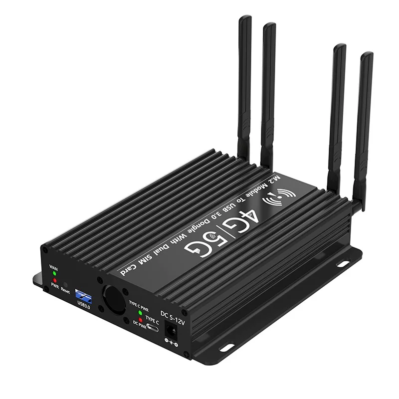 Bo mạch chuyển đổi M.2 Key B sang USB 3.0, khe cắm thẻ SIM kép 3G 4G 5G, 4 ăng-ten, kèm hộp và quạt
