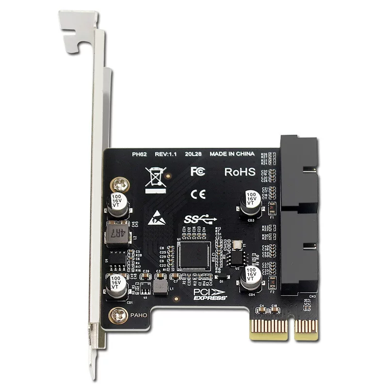 Thẻ chuyển đổi PCIE hai cổng 19PIN USB3.0 PCI-E sang 19 chân mặt trước ổ đĩa mềm thẻ mở rộng NEC
