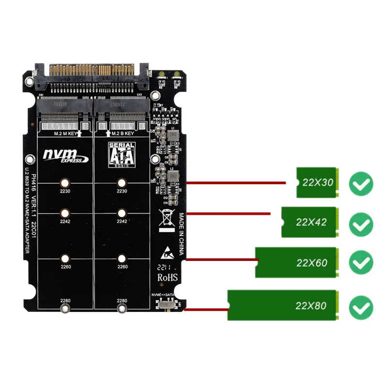 Vỏ ổ cứng SSD U.2 SFF-8639 2.5inch NGFF M.2 NVME PCIE4.0x4 SATA 6G