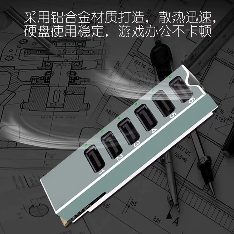 M.2 NVME PCIE3.0 sang SATA6G mở rộng 6 cổng NAS mở rộng ổ cứng Synology ASM1166 hỗ trợ PM
