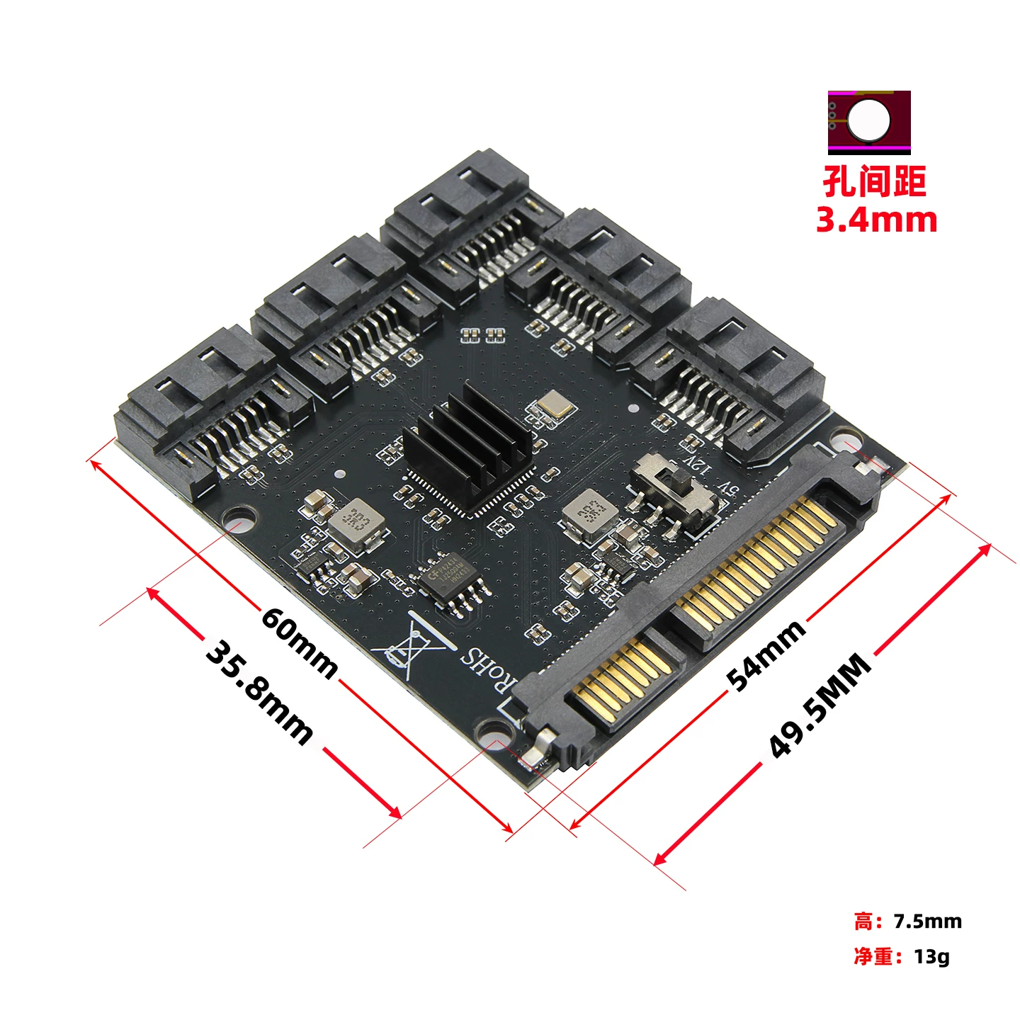 Thẻ mở rộng ổ cứng USB3.0 sang SATA3.0 5 ngăn tốc độ cao NAS Feiniu Qunhui JMB575 SATA1 đến 5