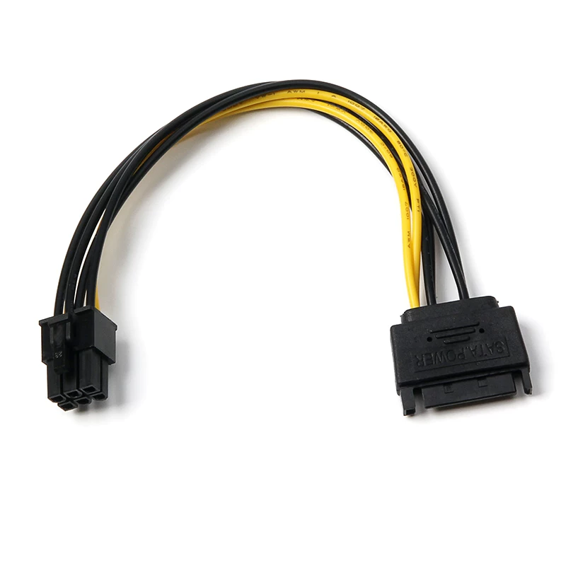 Card đồ họa Cáp nguồn 6PIN Nguồn SATA 15p đến 6P card đồ họa cáp chuyển đổi nguồn ngược 15-pin