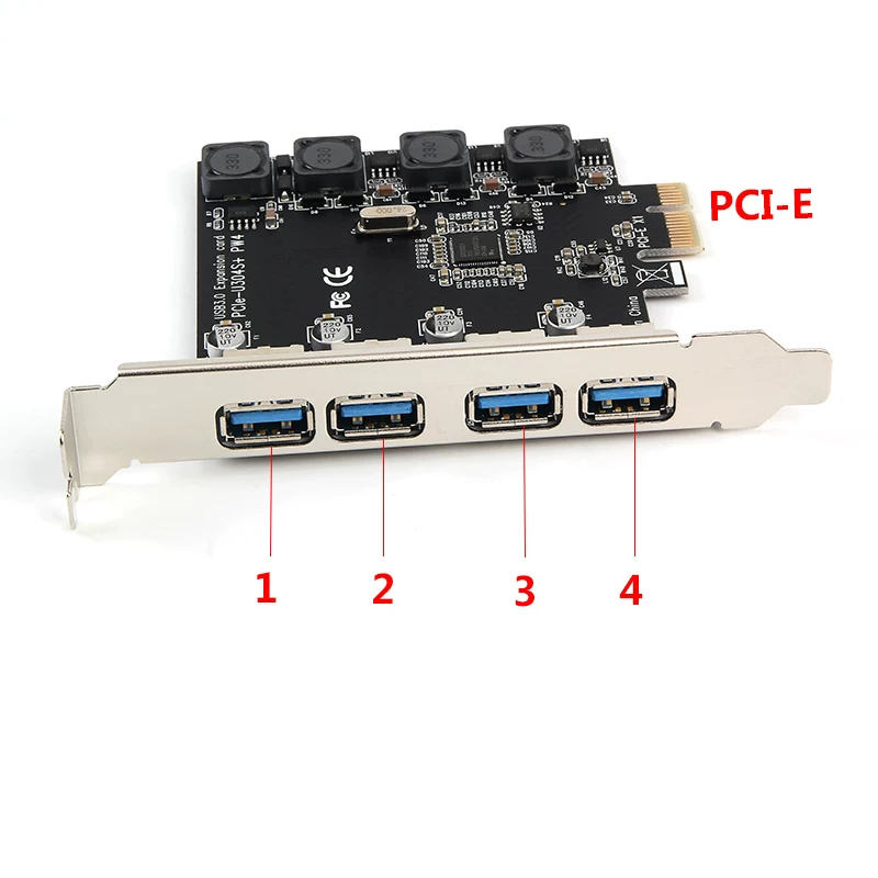Máy tính để bàn bốn cổng PCI-E sang USB3.0 card mở rộng 4 cổng PCIE sang USB3.0 card giao diện sang trọng bảng lớn