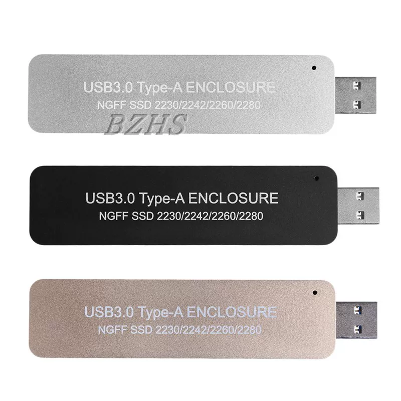 Hộp ổ cứng di động trạng thái rắn m.2 SSD sang USB3.0 hoàn toàn bằng nhôm 2230/2280 loại ổ đĩa U ASM1153E