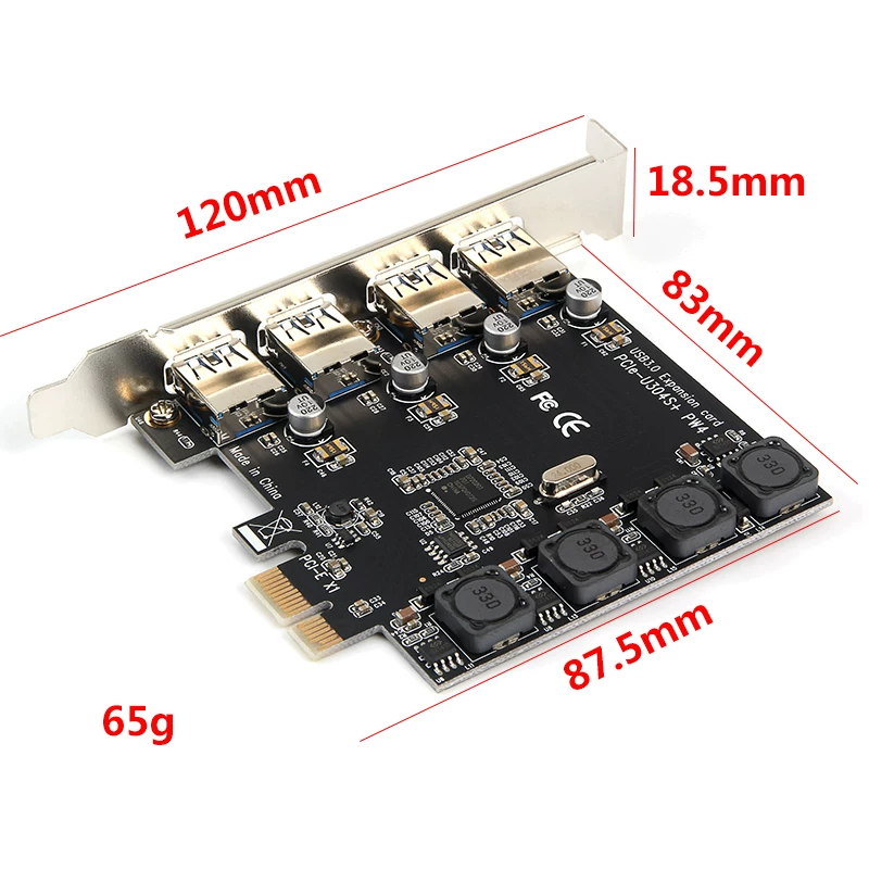 Máy tính để bàn bốn cổng PCI-E sang USB3.0 card mở rộng 4 cổng PCIE sang USB3.0 card giao diện sang trọng bảng lớn