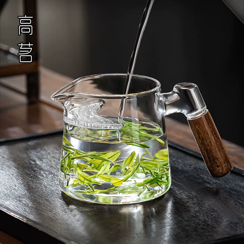 Bộ ấm chén trà cao cấp hình lưỡi liềm, dung tích lớn, mẫu mới 2025, chất liệu thủy tinh borosilicate cao cấp, có bộ lọc tích hợp.