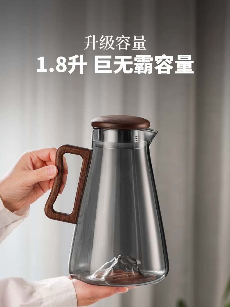 Bình nước lạnh thủy tinh dung tích lớn dùng trong gia đình, ấm trà đựng nước ép chịu nhiệt, bình đựng nước sôi, bình đựng nước lạnh chịu nhiệt độ cao, bộ cốc đựng nước lạnh.