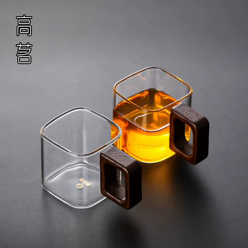 Tách trà thủy tinh trong suốt, tách trà chính, tách trà gia dụng dày dặn chống bỏng có tay cầm, đặc biệt để uống trà, tách trà kung fu