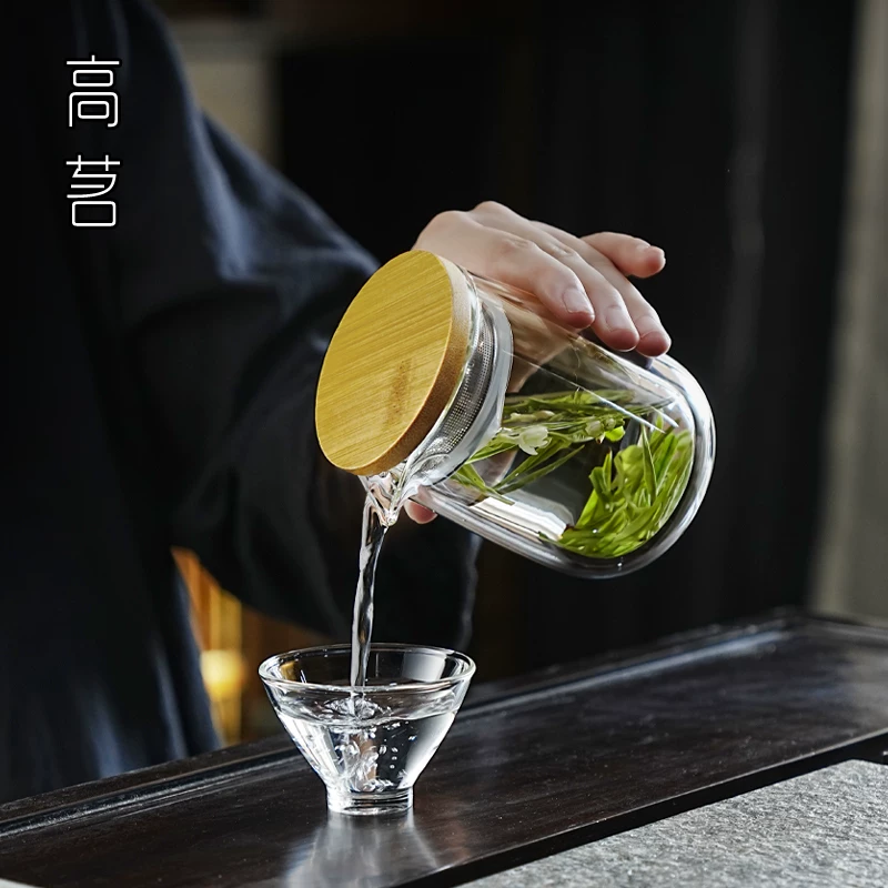 Bình pha trà trà xanh, ngăn cách trà và nước, hai lớp kính, chống bỏng, chịu nhiệt, dùng cho gia đình và du lịch, mẫu cao cấp mới năm 2025