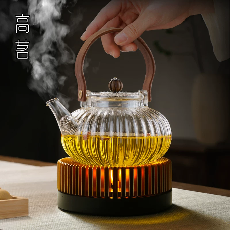 Bộ ấm trà thủy tinh có đế đốt nến, máy giữ ấm trà, bộ trà chiều, bếp pha trà sang trọng tinh tế nhẹ nhàng