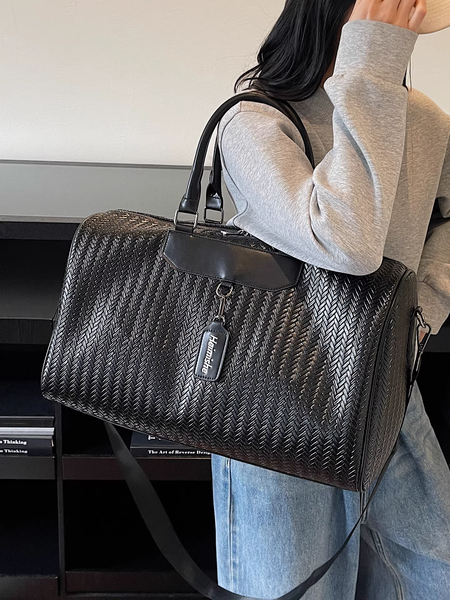 Túi dệt cỡ lớn dành cho nữ, mẫu mới thu đông 2025, túi đeo chéo retro, túi đeo vai thường ngày, túi gối đi ngắn ngày