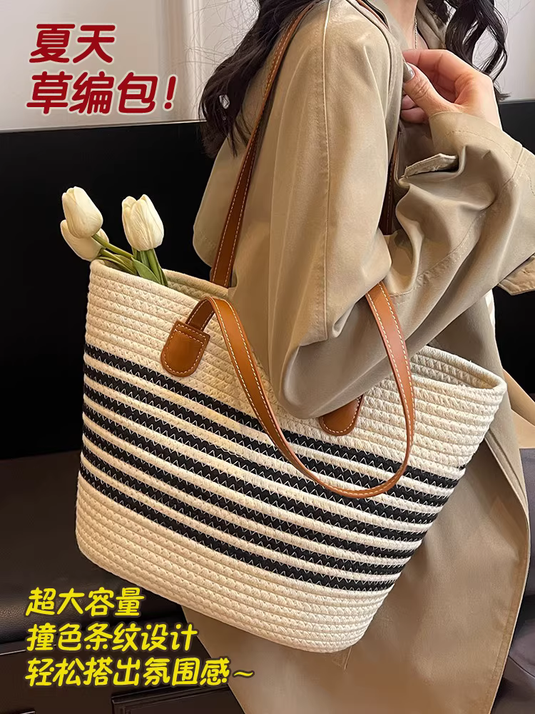 Túi cói đan tay cho nữ, dung tích lớn, kiểu mới 2025, túi cói thủ công, túi đi biển, túi cói.