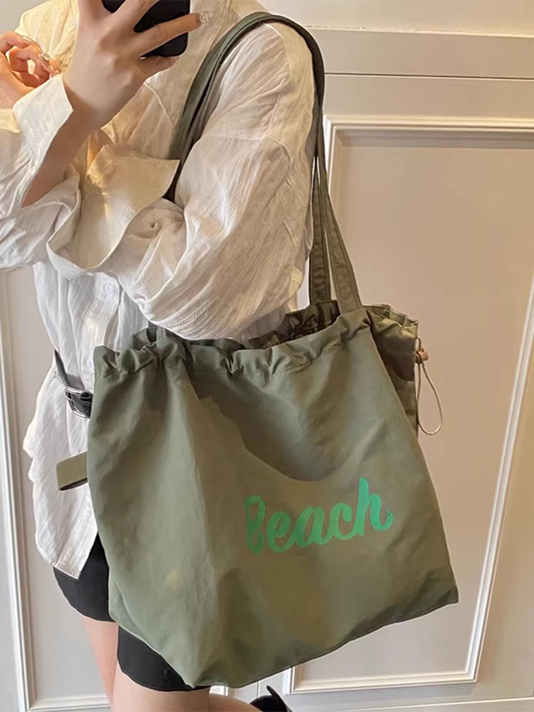 Túi vải bố phong cách Hàn Quốc, kiểu dáng năng động, dung tích lớn dành cho nữ, mẫu mới hè 2025, túi đeo vai, túi rút, túi tote