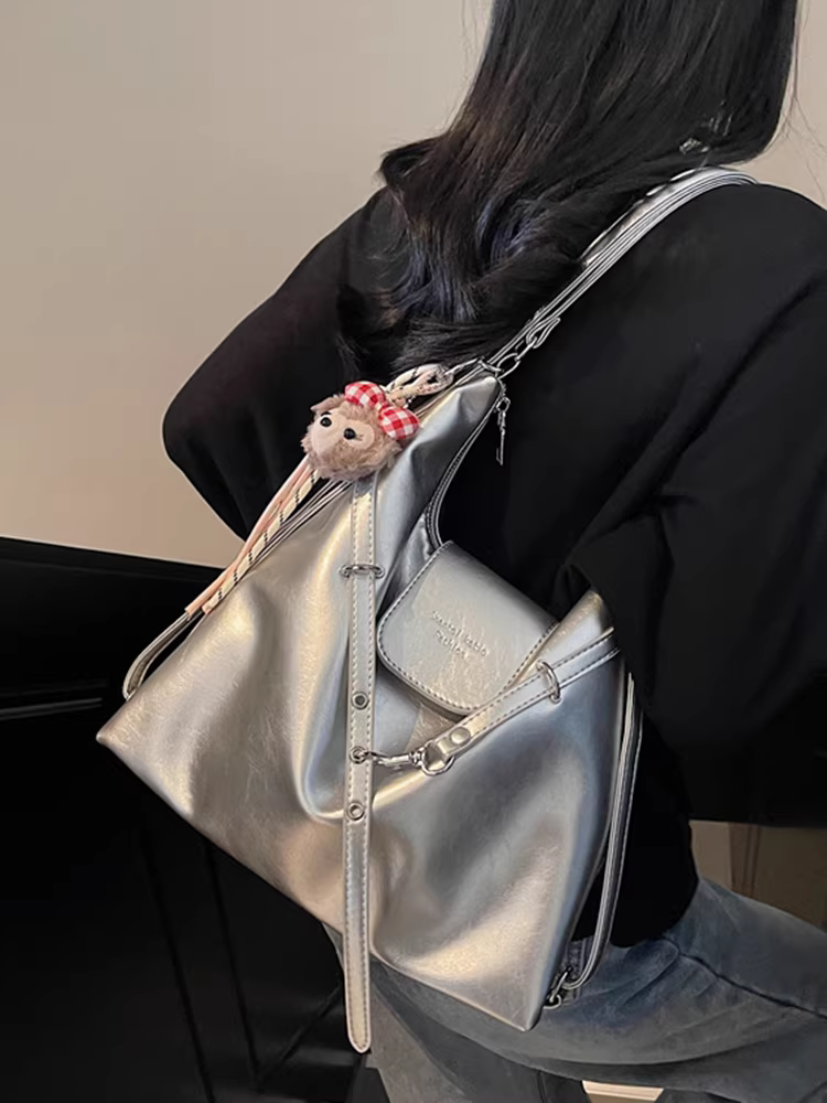 Túi tote đi làm cỡ lớn dành cho nữ 2025, thiết kế cá tính, phong cách giản dị, đeo vai, đeo chéo, ba kiểu đeo, có thể làm balo