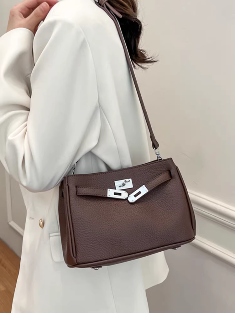 Túi xách nữ màu đỏ xuân hè 2025 thời trang mới đeo chéo một bên vai phong cách Hàn Quốc cao cấp kiểu Kelly