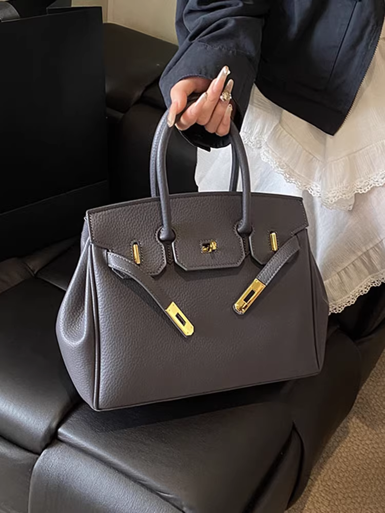 Túi xách nữ dung tích lớn, đa năng cho mùa xuân hè, mẫu túi đeo chéo retro mới năm 2025, túi xách đeo tay thường ngày, túi Kelly mạ bạch kim dành cho người đi làm