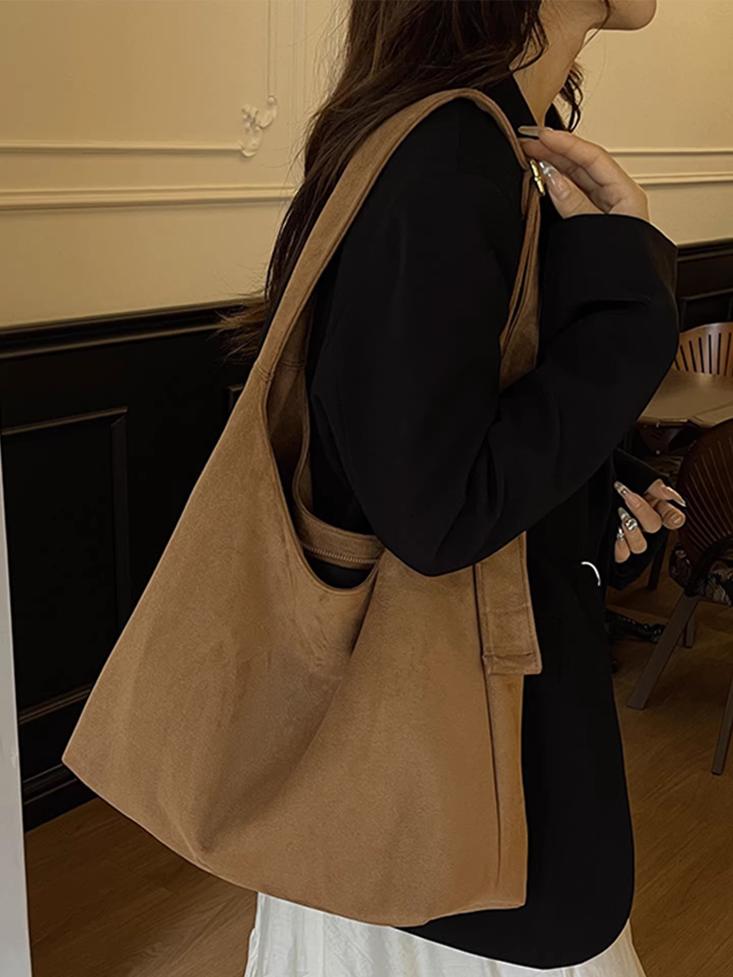 Túi da lộn nữ, dung tích lớn, mẫu mới thu đông 2025, túi đeo chéo đa năng, túi tote đi làm