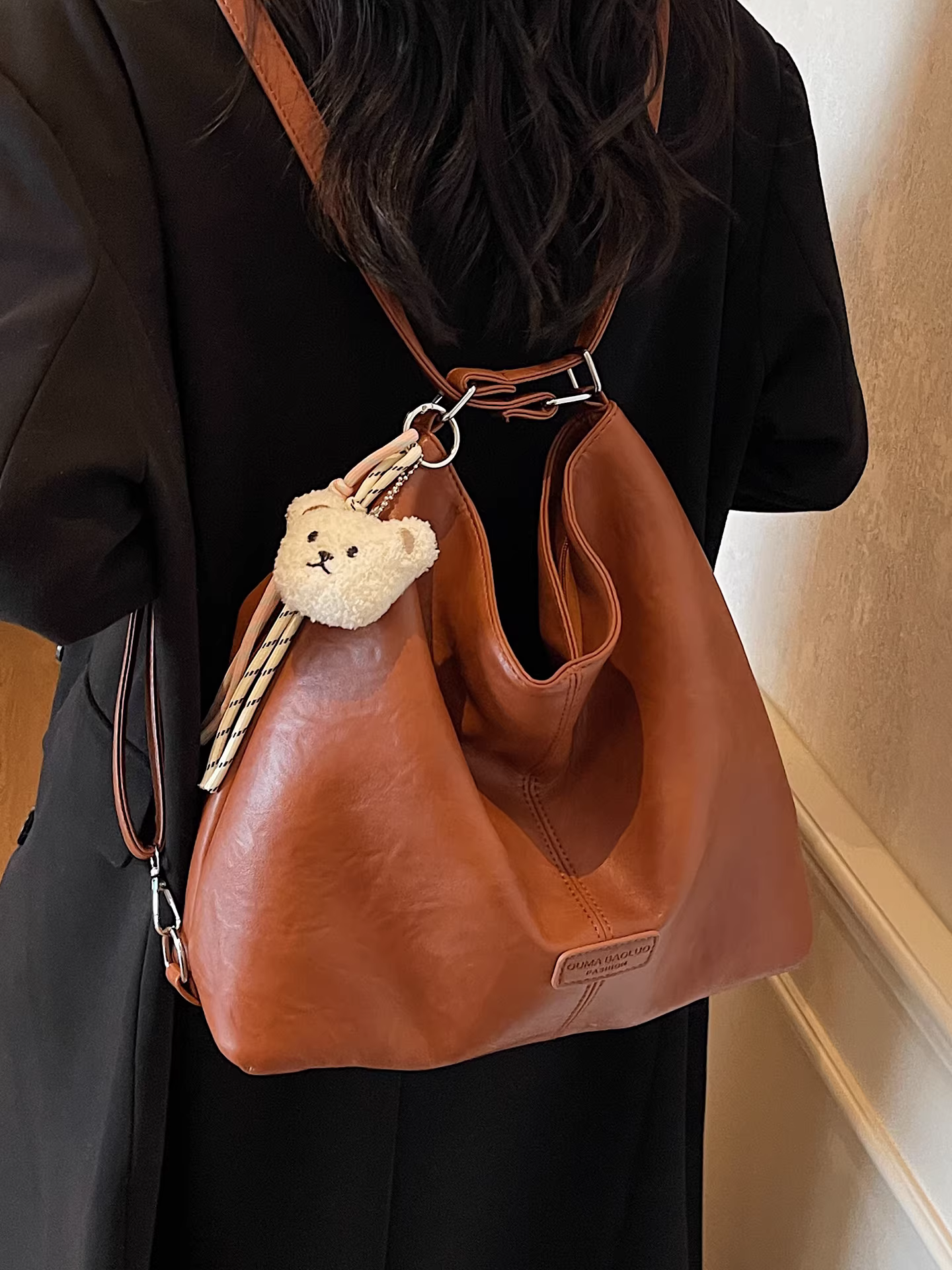 Túi tote đi làm kiểu retro dành cho nữ, dung tích lớn, mẫu mới thu đông 2025, đa năng, đeo vai, balo đa chức năng