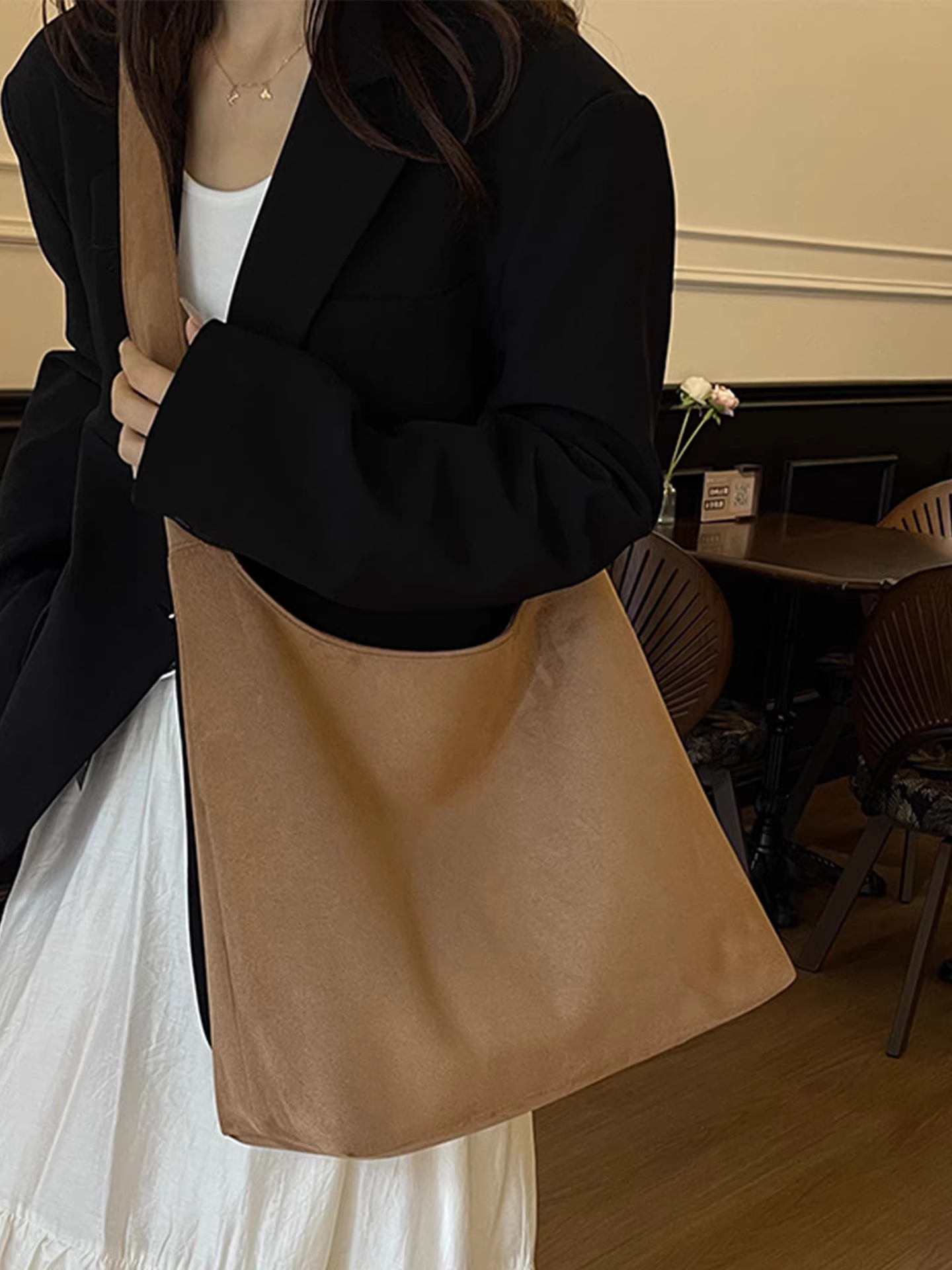 Túi da lộn nữ, dung tích lớn, mẫu mới thu đông 2025, túi đeo chéo đa năng, túi tote đi làm