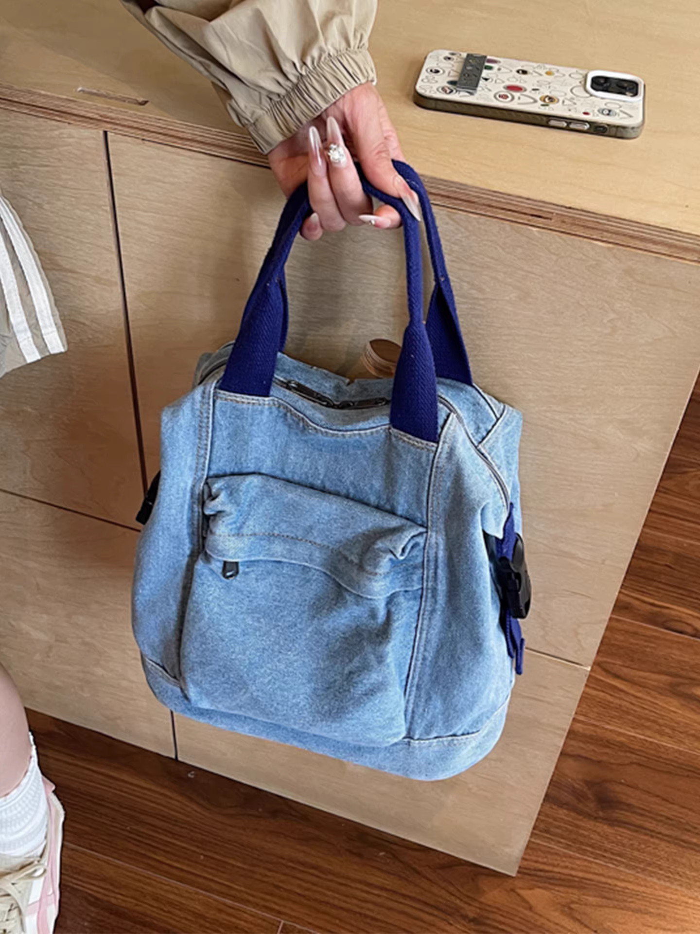 Túi denim nữ, dung tích lớn, mẫu mới hè 2025, đa năng, phong cách Hàn Quốc, balo học sinh, balo du lịch