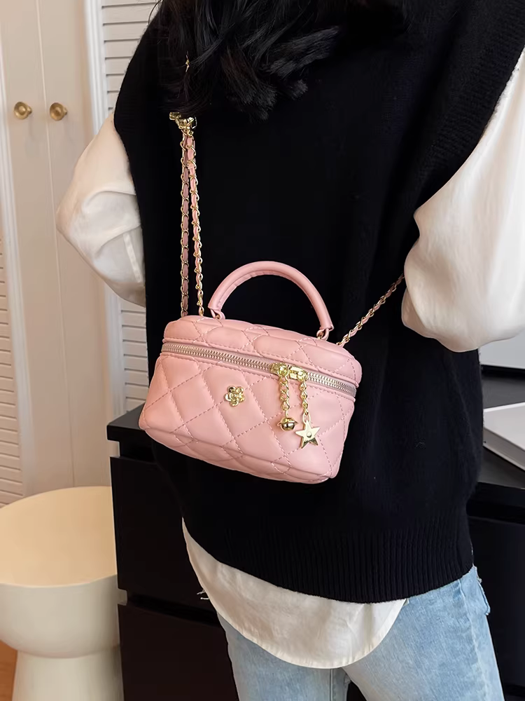 Túi đeo chéo nữ dây xích kim cương, mẫu mới xuân hè 2025, thiết kế độc đáo, túi đeo vai/chéo, túi mini cao cấp.