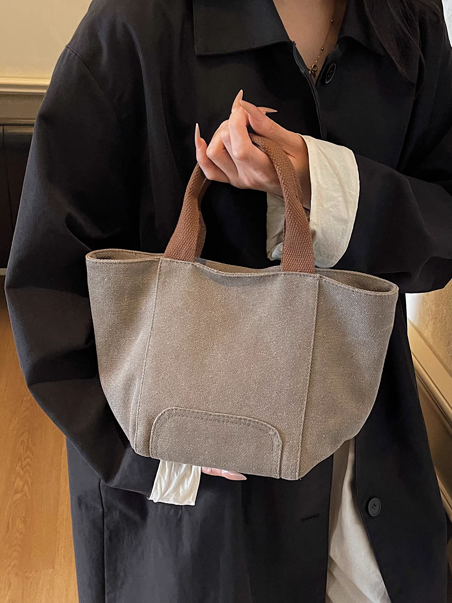 Túi vải canvas nữ, dung tích lớn, mẫu mới thu đông 2025, đa năng, đơn giản, túi tote đi chợ, túi tote đi học dành cho sinh viên.