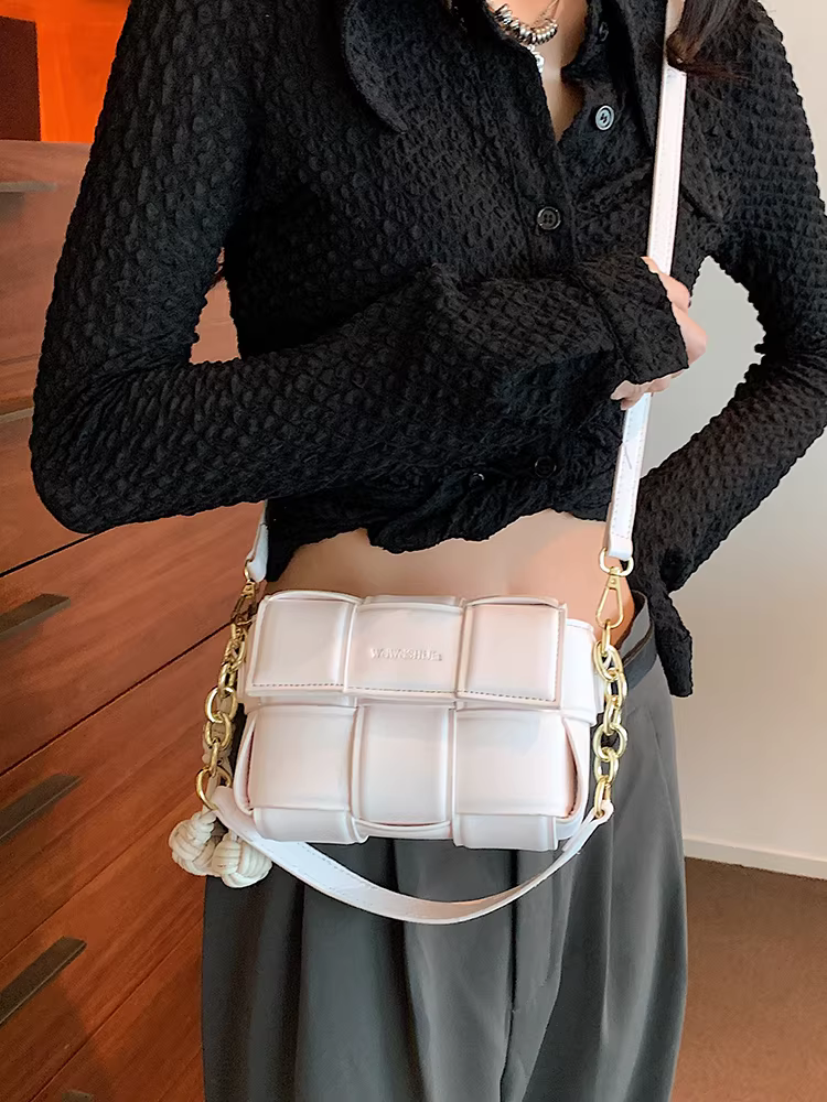 Túi đeo nách nữ 2025 thiết kế độc đáo cao cấp, túi đeo chéo đa năng, chất liệu dệt có vân, túi vuông nhỏ dành cho nữ