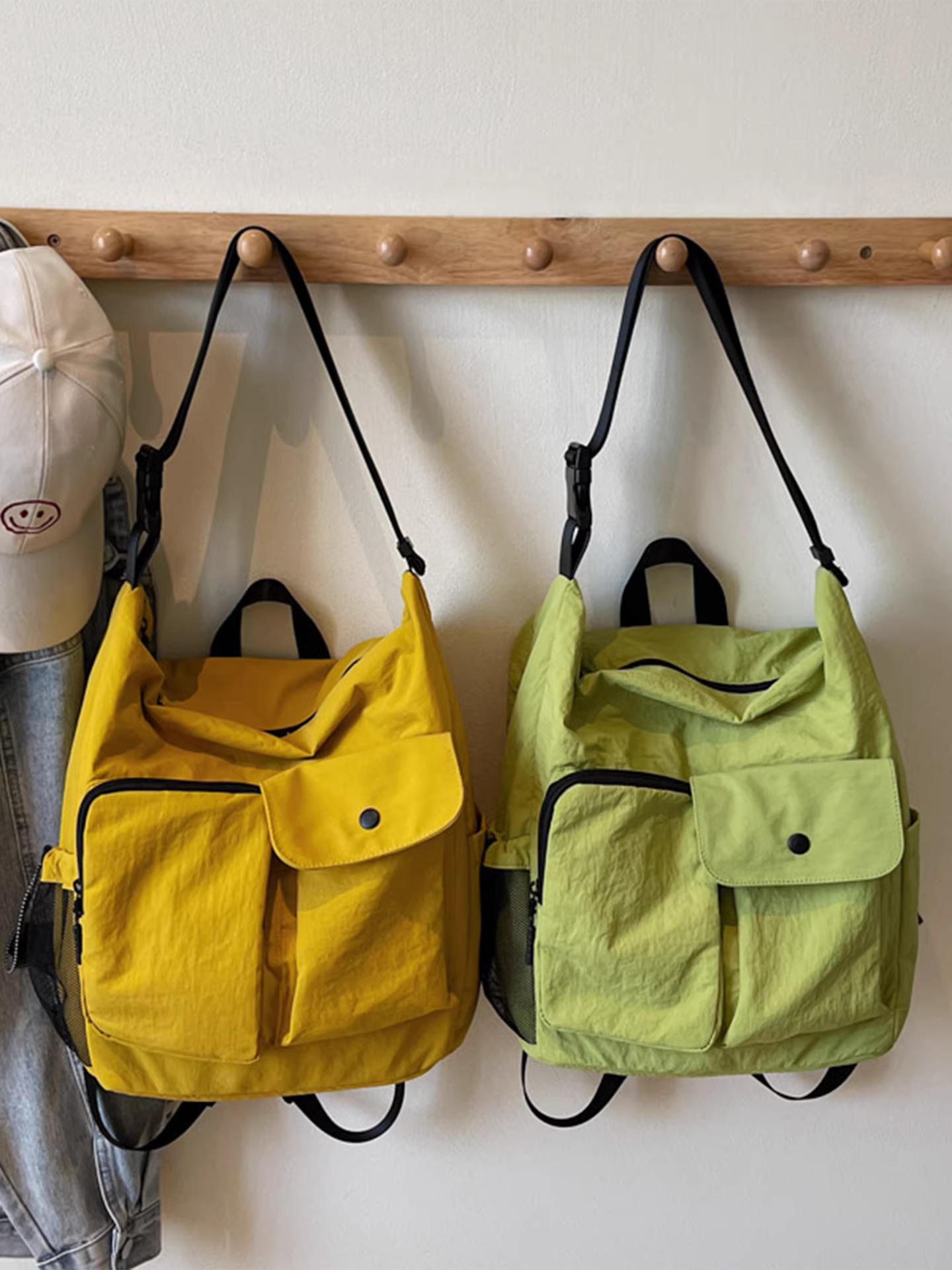 Túi vải canvas nữ, dung tích lớn, mẫu mới 2025, túi đeo vai mùa hè đa năng, túi đeo chéo, túi tote, ba lô đa chức năng.