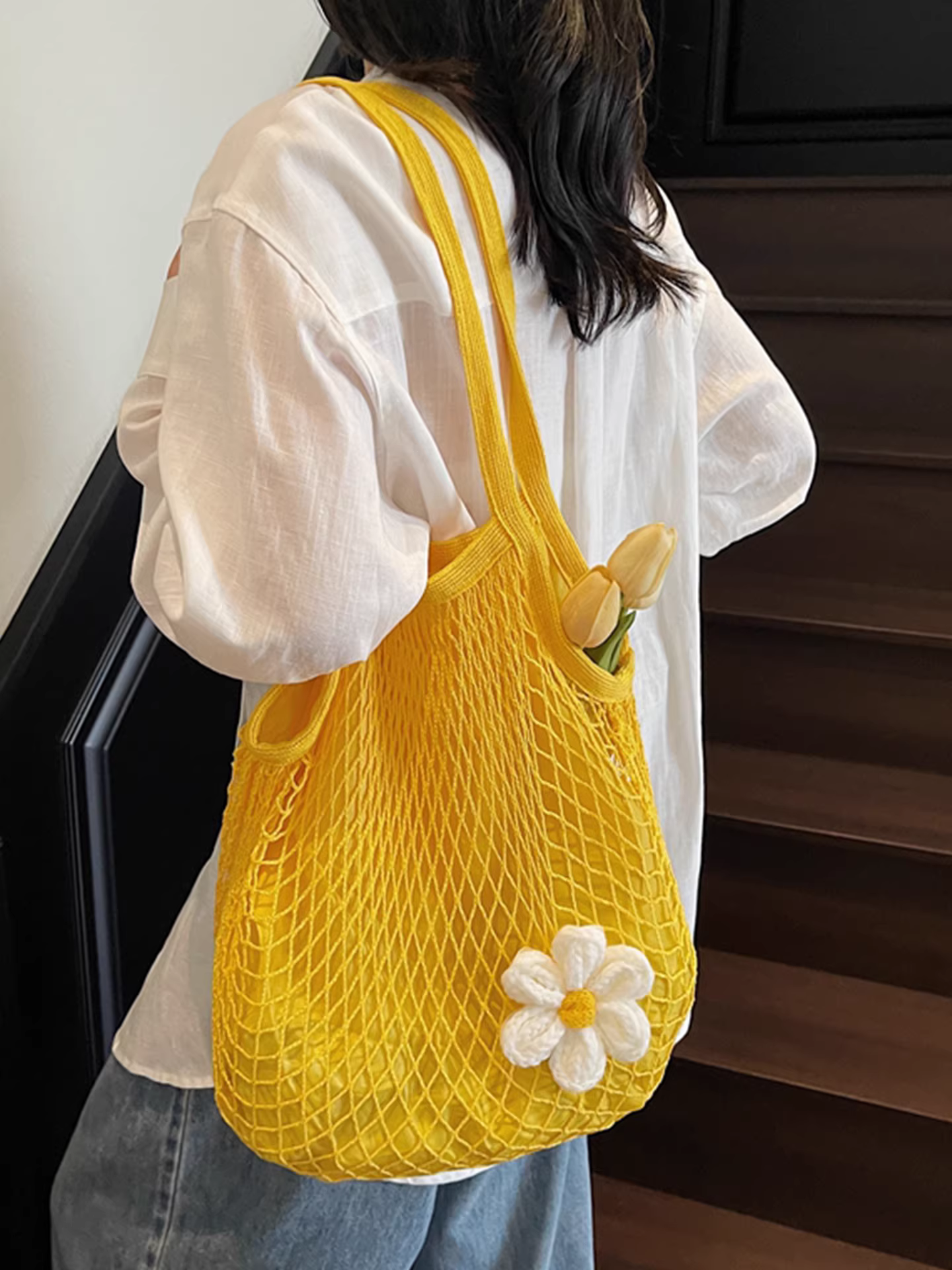 Túi đeo vai dệt rỗng dung tích lớn dành cho nữ, mẫu mới mùa hè 2025, đa năng, thích hợp đi biển, đi nghỉ mát