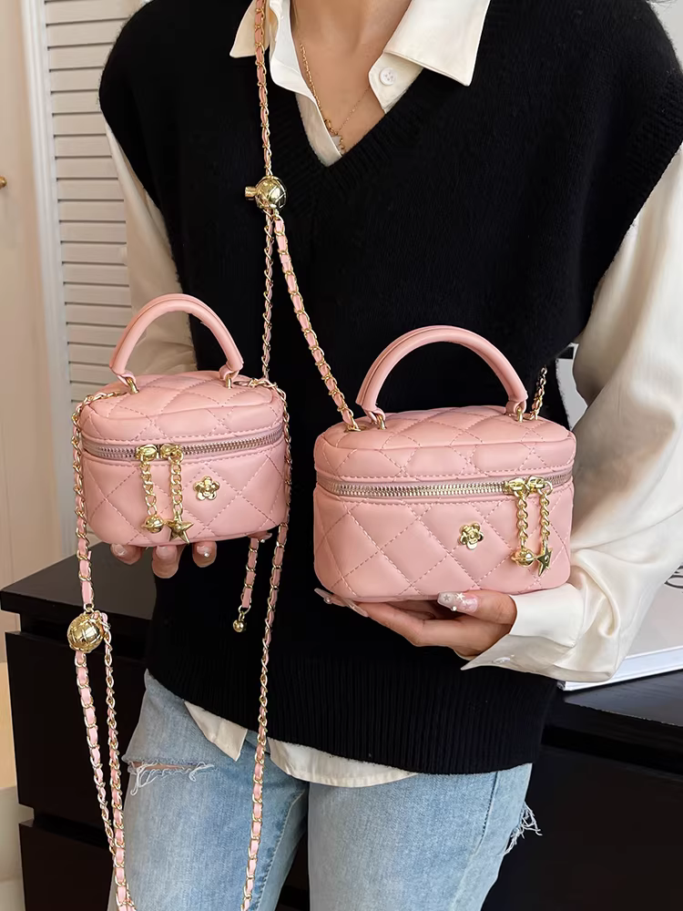 Túi đeo chéo nữ dây xích kim cương, mẫu mới xuân hè 2025, thiết kế độc đáo, túi đeo vai/chéo, túi mini cao cấp.