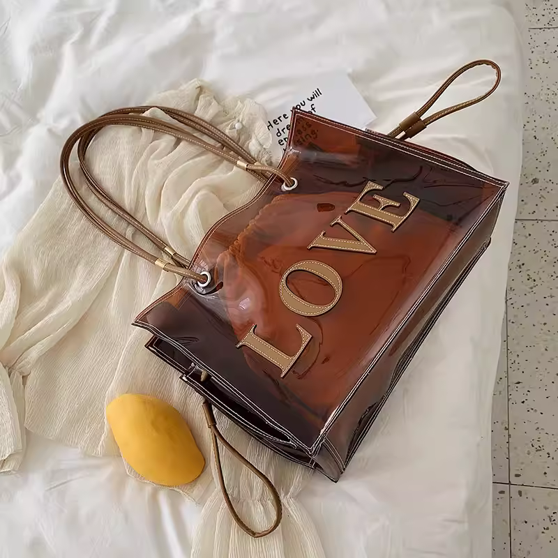 Túi xách nữ cỡ lớn 2025 mẫu mới thời trang cao cấp kiểu dáng sang trọng túi tote trong suốt chất liệu jelly đeo vai túi lớn