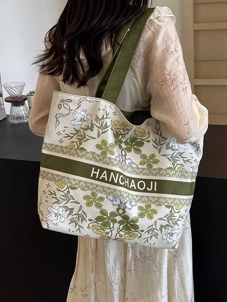 Túi tote vải canvas dành cho nữ, dung tích lớn, mẫu mới thu đông 2025, túi đeo vai đi làm thường ngày, túi thời trang dành cho sinh viên đại học