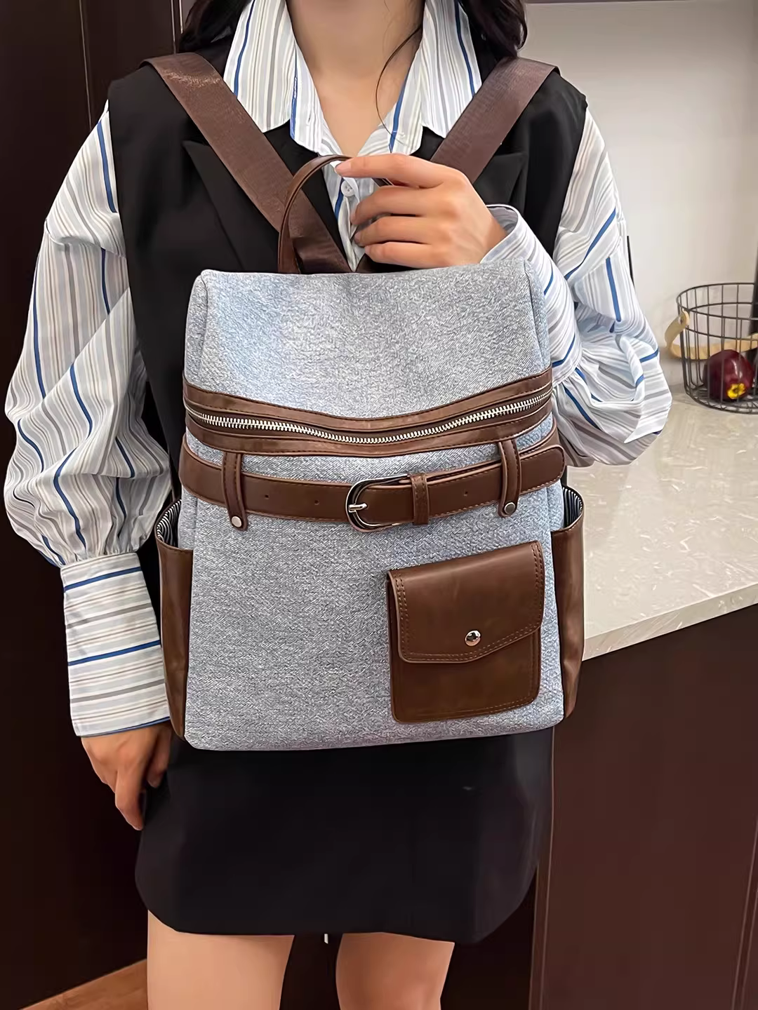 Ba lô denim nữ, dung tích lớn, kiểu dáng mới 2025, balo học sinh thời trang, balo du lịch dã ngoại