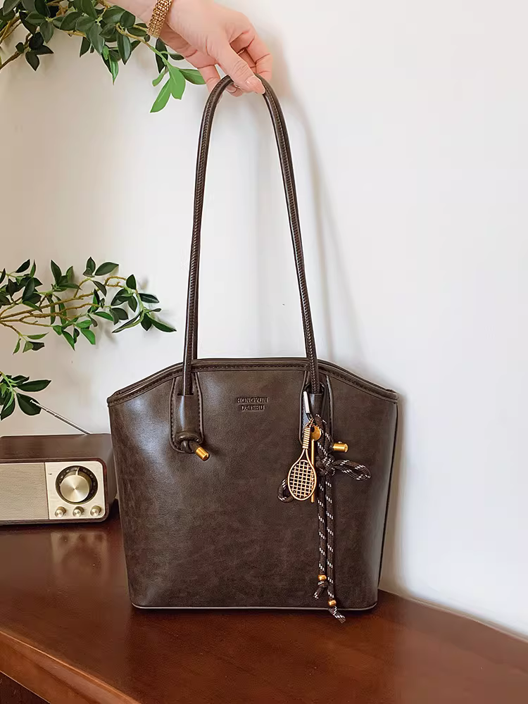 Túi xách nữ dung tích lớn, phong cách retro thu đông 2025, đa năng, đơn giản, đeo vai, túi tote đi làm đang thịnh hành năm nay