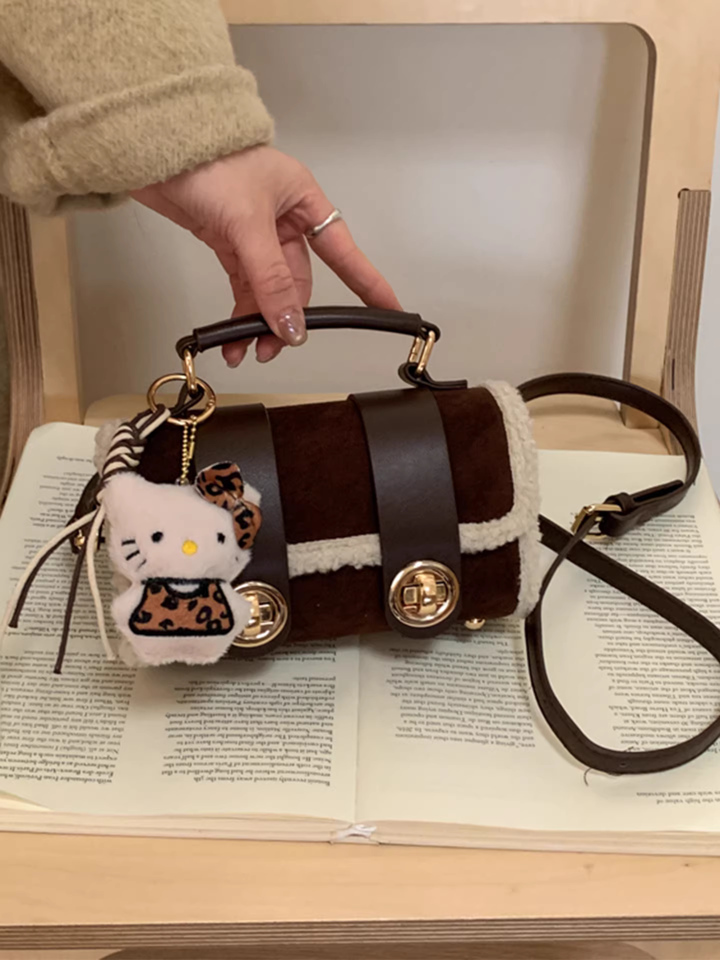 Túi xách cao cấp dành cho nữ, mẫu mới thu đông 2025, túi đeo chéo retro mờ, túi gối lông mềm mại đang thịnh hành