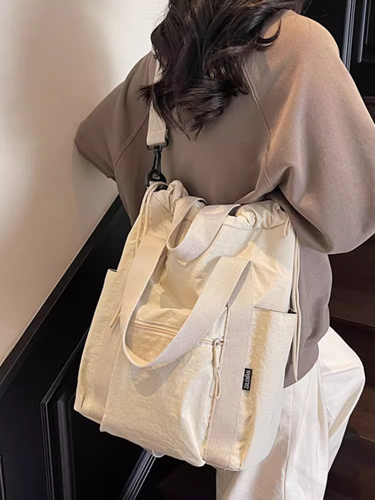 Túi tote đi làm cỡ lớn dành cho nữ, túi đeo chéo vai bằng vải canvas mới mùa hè 2025, ba lô đa năng nhẹ