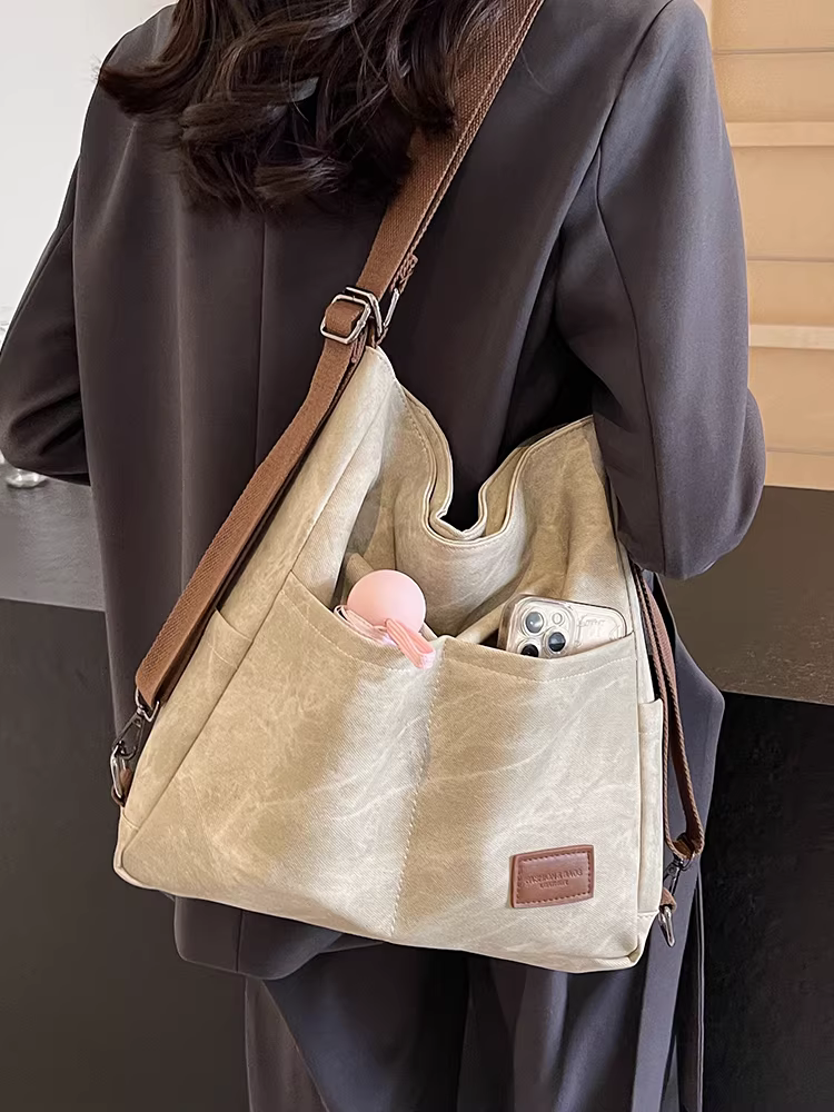 Túi tote nữ 2025 mẫu mới, balo đi làm dung tích lớn, đa năng, túi đeo chéo phong cách ins, balo đi chơi cao cấp