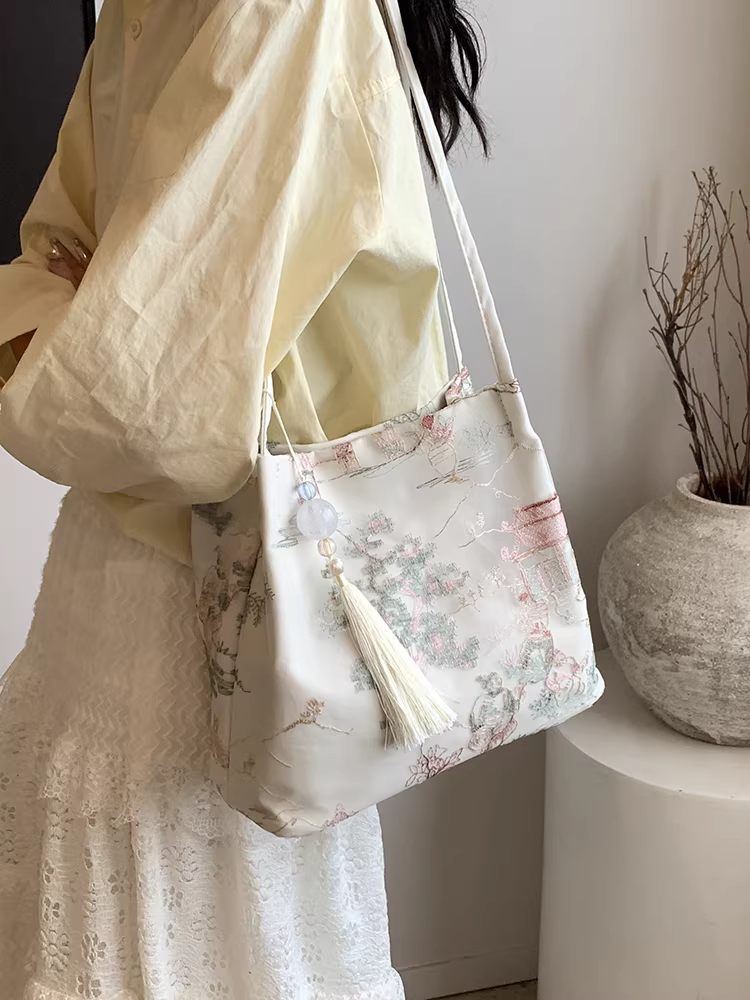 Túi thêu kiểu Trung Quốc mới dành cho nữ, sức chứa lớn, túi đeo vai mùa hè mới 2025, túi đeo vai cao cấp dành cho người đi làm